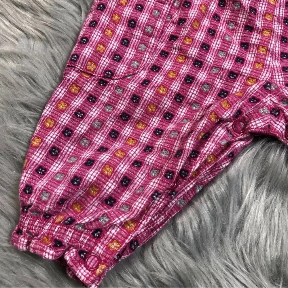 Vintage Baby Disney Pink Plaid Minnie Mouse Overalls Romper